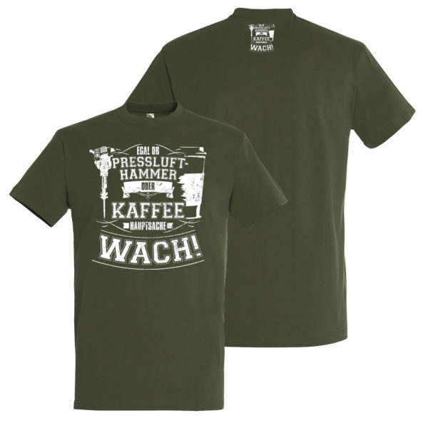 Herren T-Shirt Presslufthammer Kaffee si0009 Kaffee L190 army