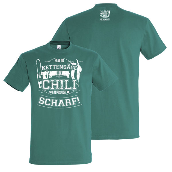 Herren T-Shirt Kettensäge Chili si0015 ChiliL190 emerald