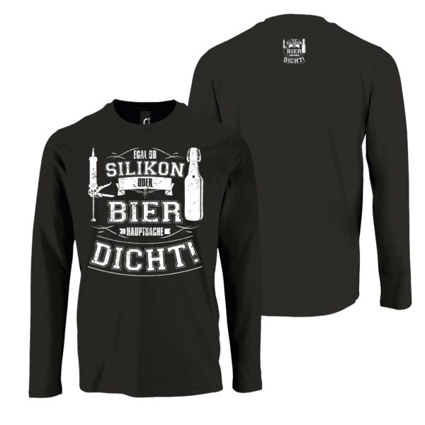 Langarm T-Shirt Silikon Bier si0008 Silikon L02074 LTS black