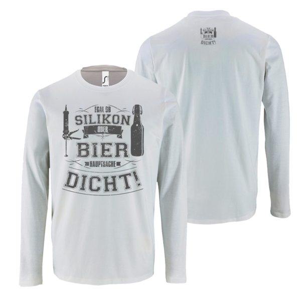 Langarm T-Shirt Silikon Bier si0008 Silikon L02074 LTS white