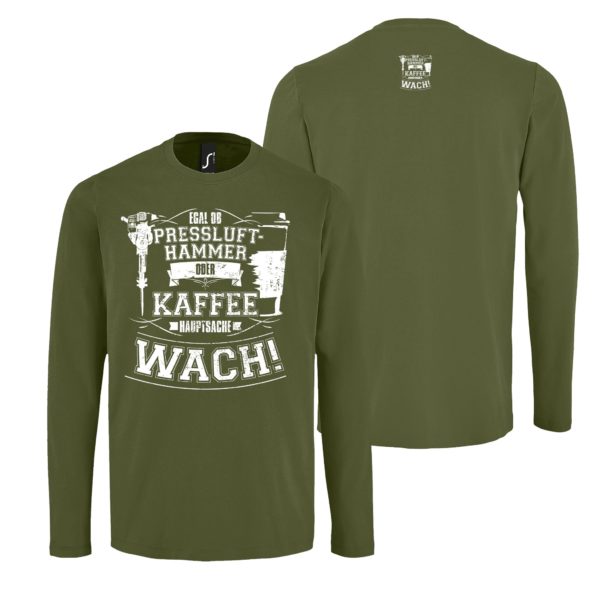 Langarm T-Shirt Presslufthammer Kaffee si0009 Kaffee L02074 LTS kakiscuro