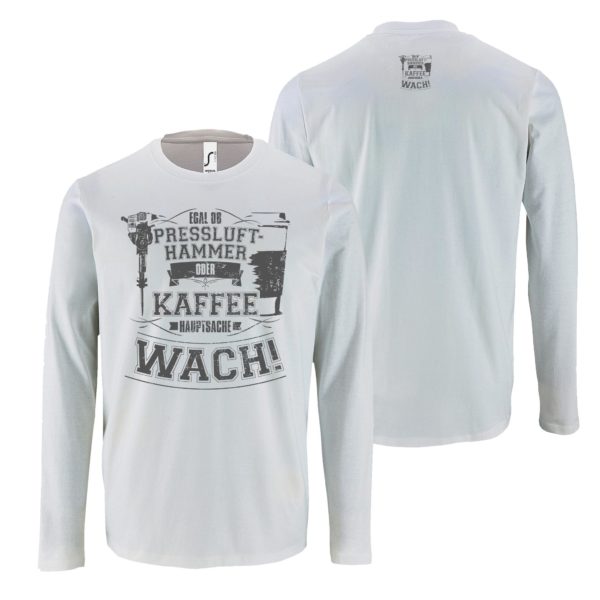 Langarm T-Shirt Presslufthammer Kaffee si0009 Kaffee L02074 LTS white