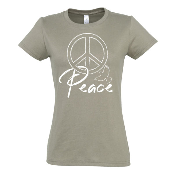 Friedens T-Shirt für Damen si0043 Peace Dove khaki L191 ImperialWomen