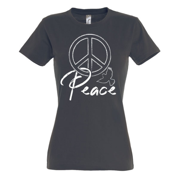 Friedens T-Shirt für Damen si0043 Peace Dove mousegrey L191 ImperialWomen